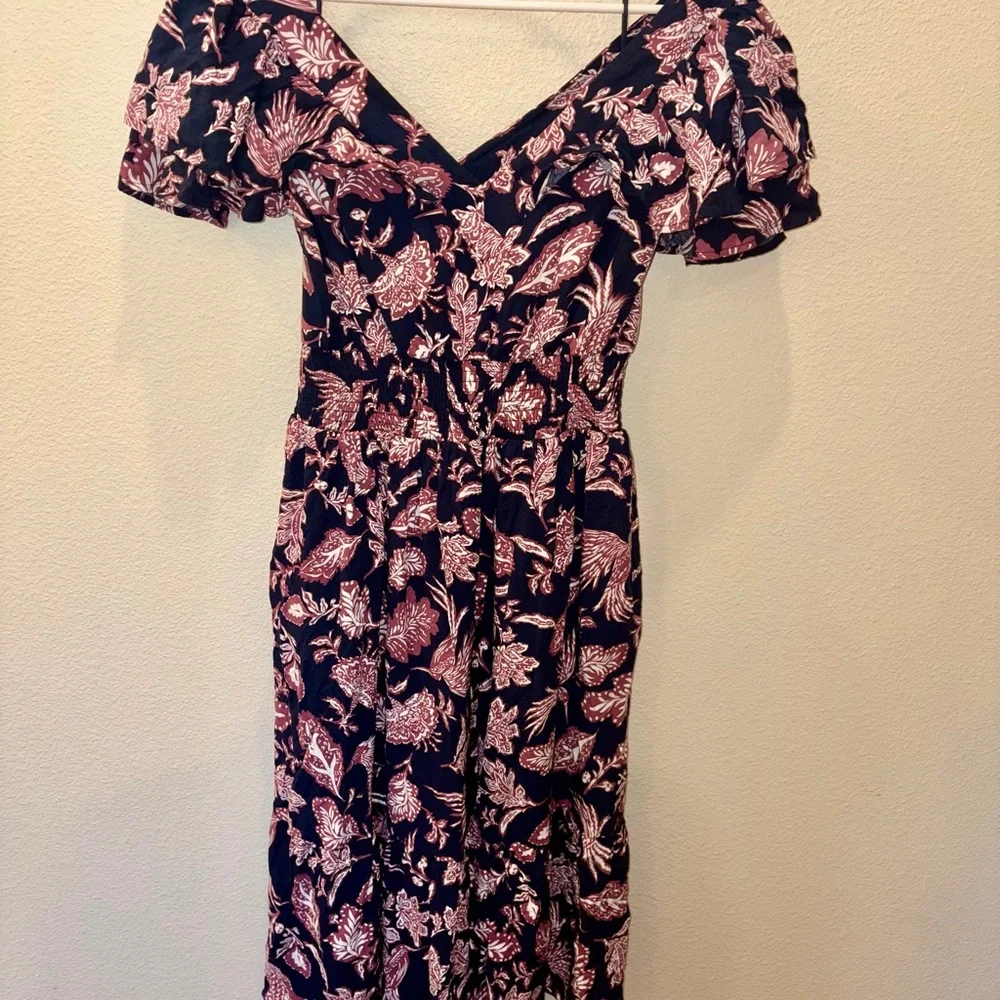 Maurices Navy and Pink Floral Midi Dress - Picture 3 of 10